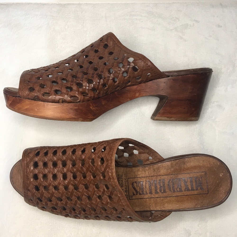 VINTAGE Leather Platform Boho Sandals 9.5